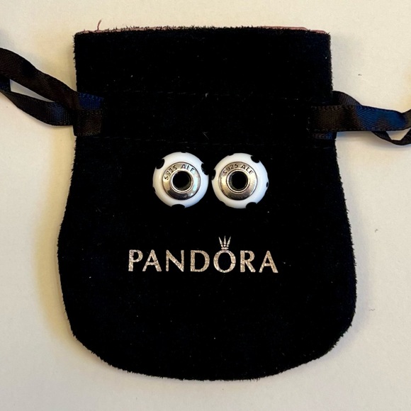 SOLD: Pandora Murano Glass Paw Print Charms (Set of 2 with Pandora Pouch) - Picture 4 of 4
